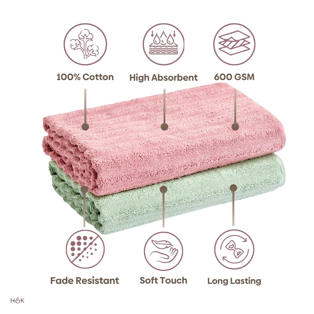 100% Cotton Allure Zero Twist Bath Towe- Pack Of 2 (Sage Green, Dusty Rose) - Image 6