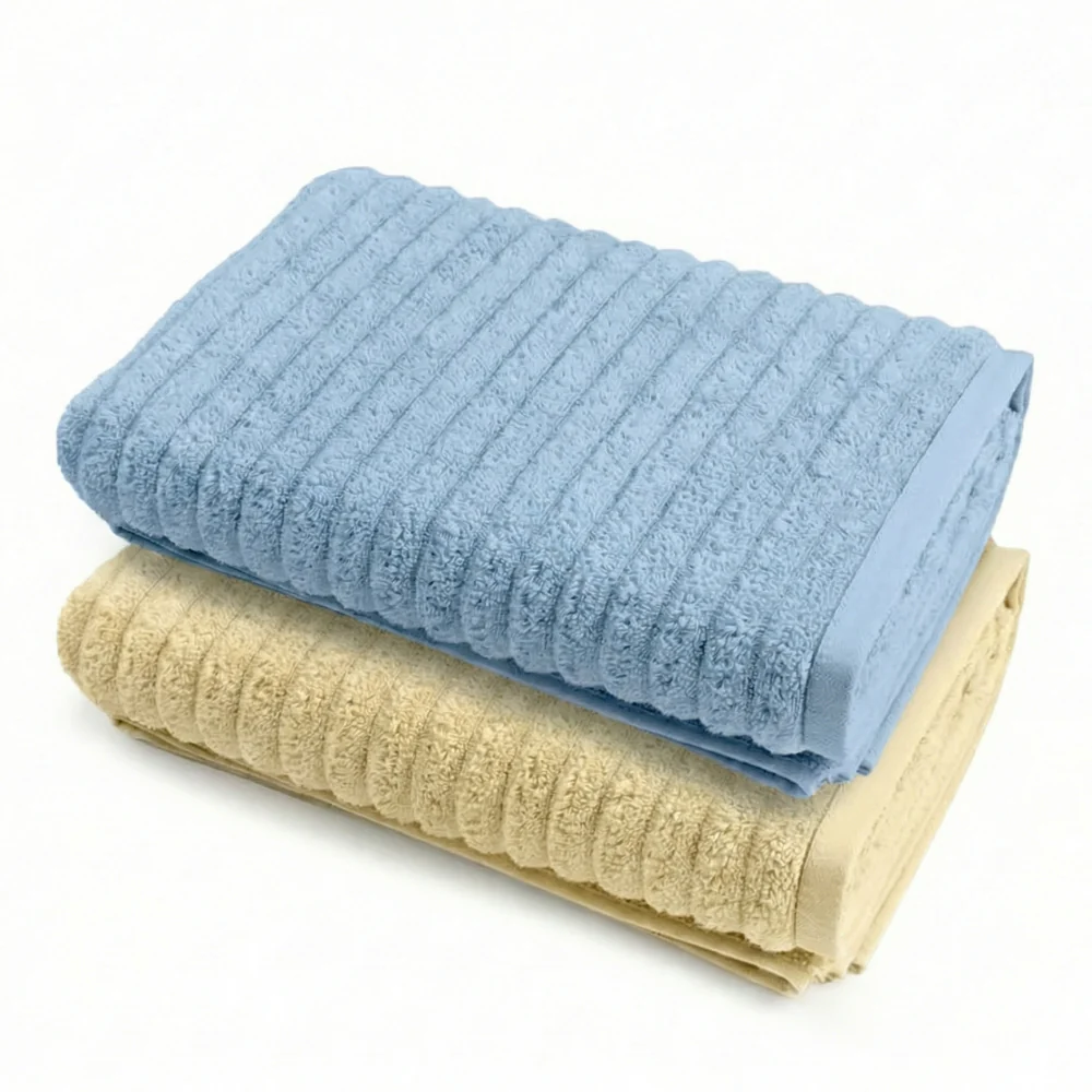 100% Cotton Allure Zero Twist Bath Towel- Pack Of 2 - (Beige, Dusty Blue) - Image 5