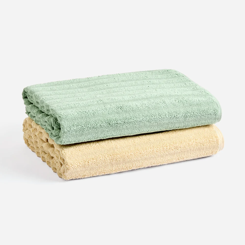 100% Cotton Allure Zero Twist Bath Towel - Pack Of 2 (Beige, Sage Green) - Image 11