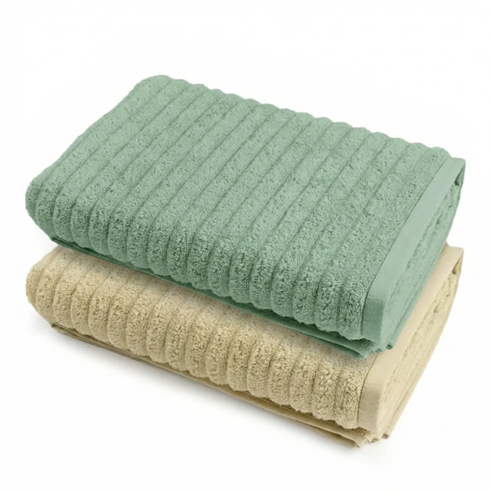 100% Cotton Allure Zero Twist Bath Towel - Pack Of 2 (Beige, Sage Green) - Image 4