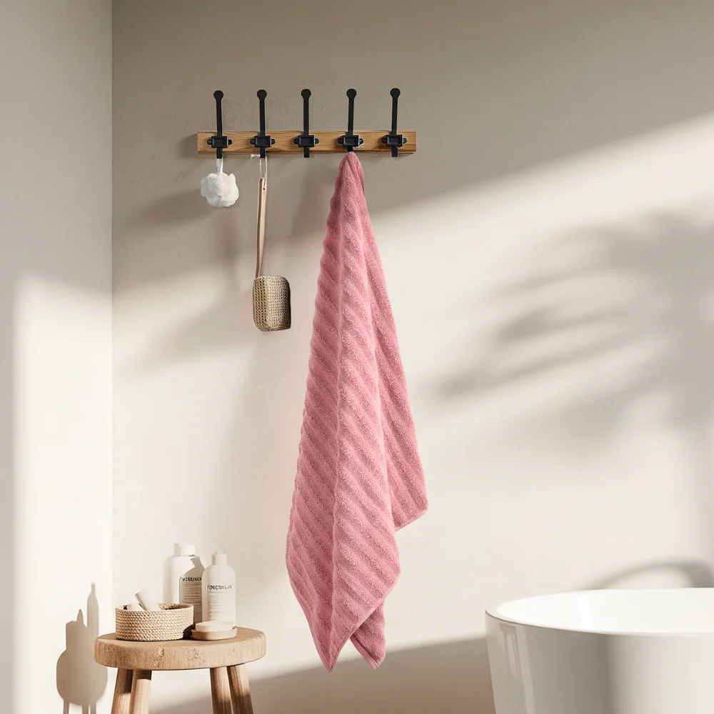 100% Cotton Allure Zero Twist Bath Towel- Pack Of 2 (Dusty Blue, Dusty Rose) - Image 4