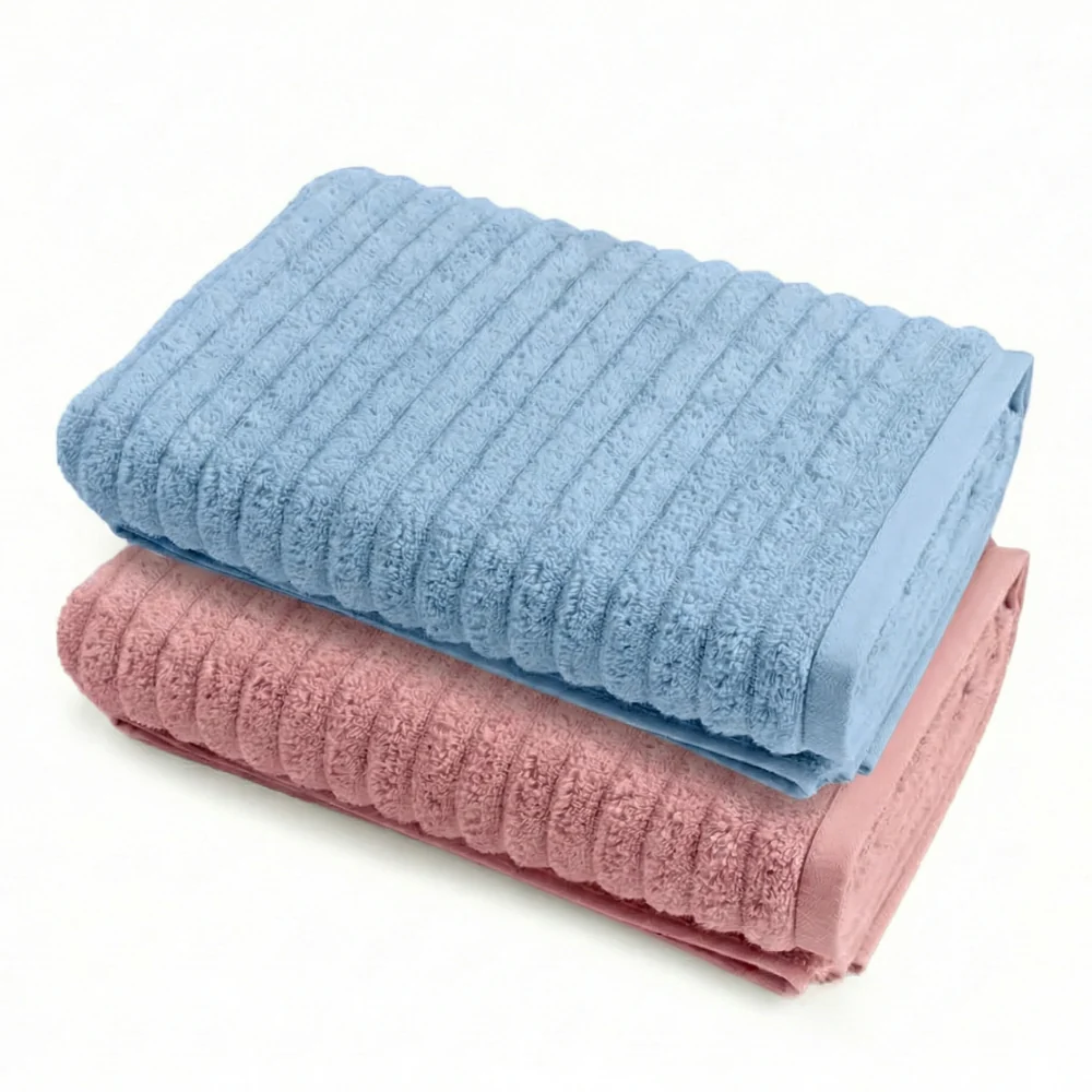 100% Cotton Allure Zero Twist Bath Towel- Pack Of 2 (Dusty Blue, Dusty Rose) - Image 5