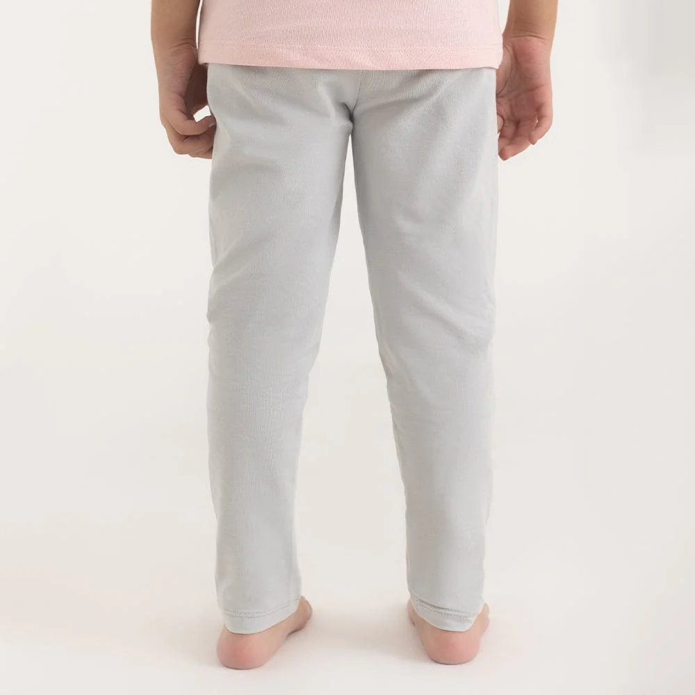 100% Cotton Full Length Girl Leggings, Grey - Image 3