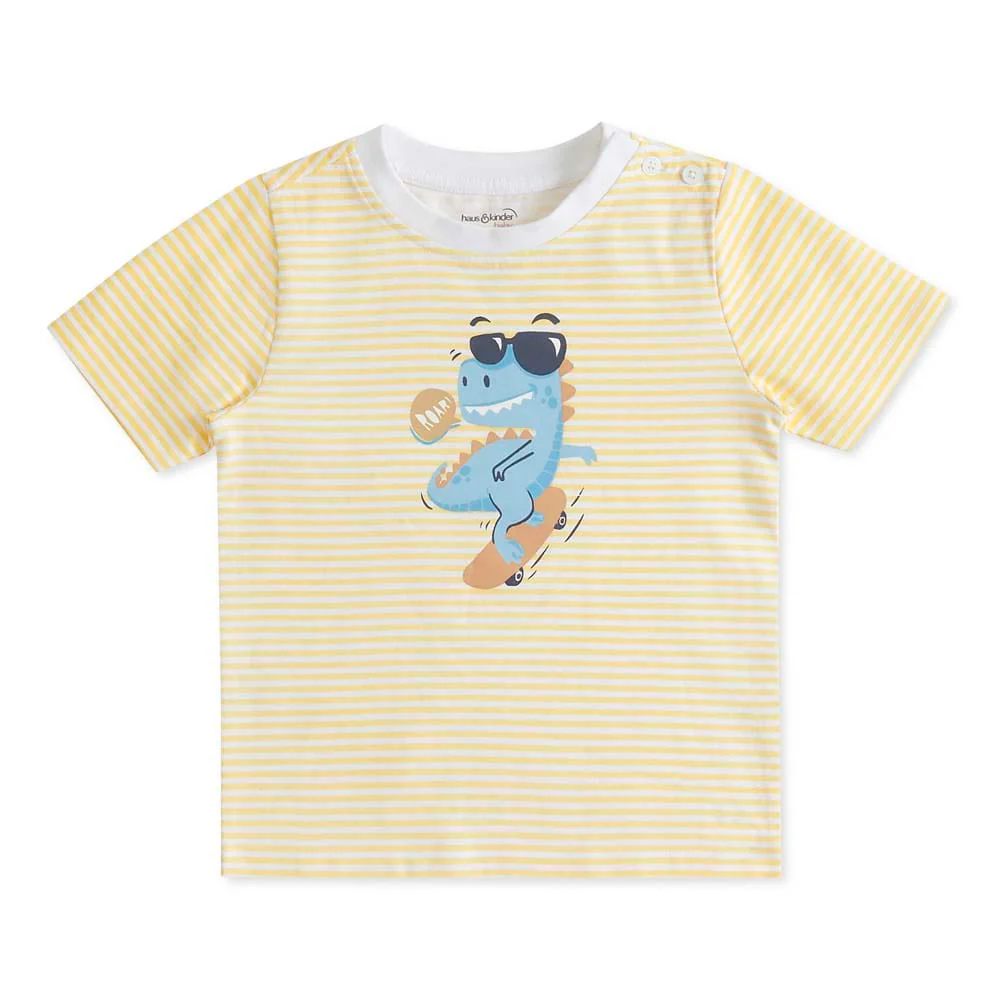 100% Cotton Half Sleeve Boy T-Shirt, Yellow - Image 3