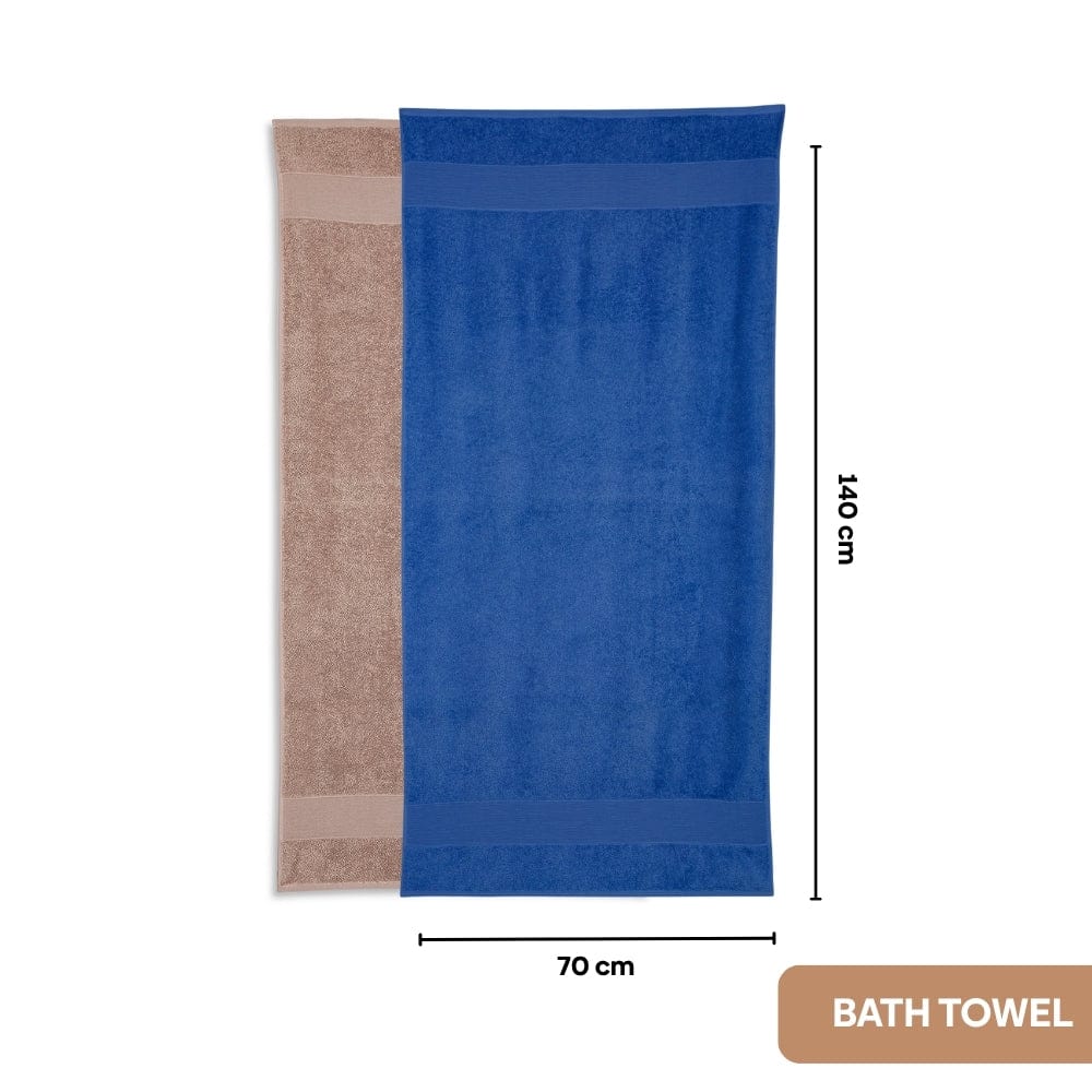 100% Cotton Harmony Combed Bath Set- Pack Of 6 (Cobalt, Almond) - Image 3