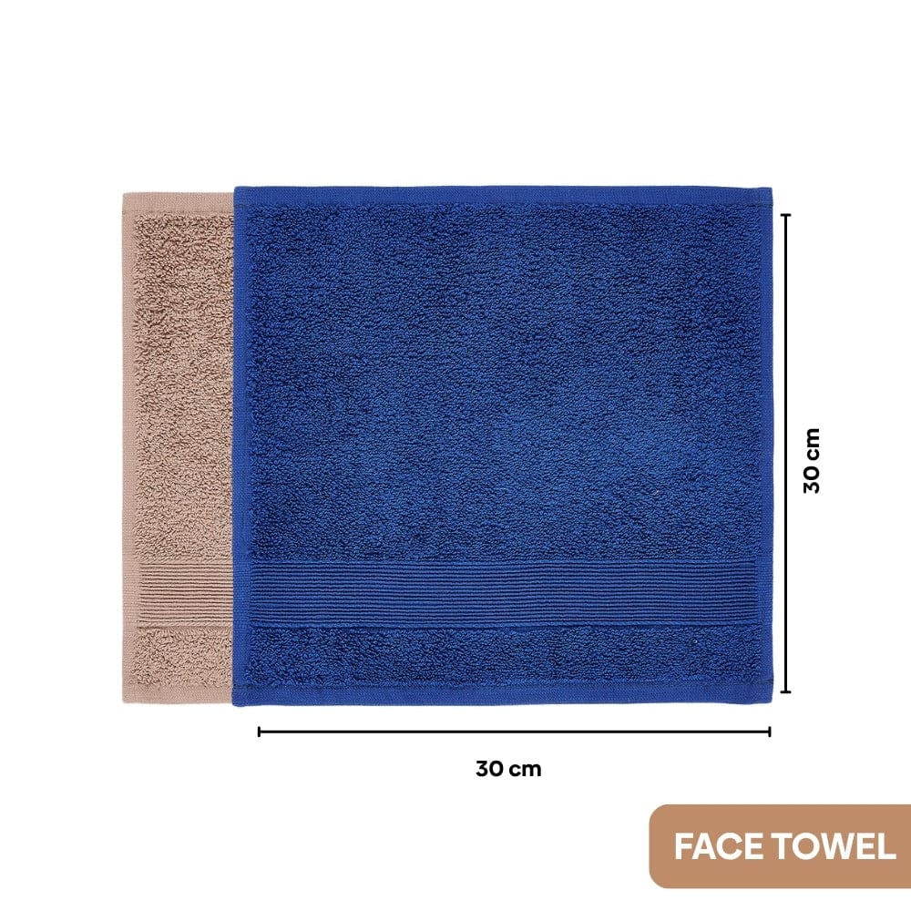 100% Cotton Harmony Combed Bath Set- Pack Of 6 (Cobalt, Almond) - Image 4