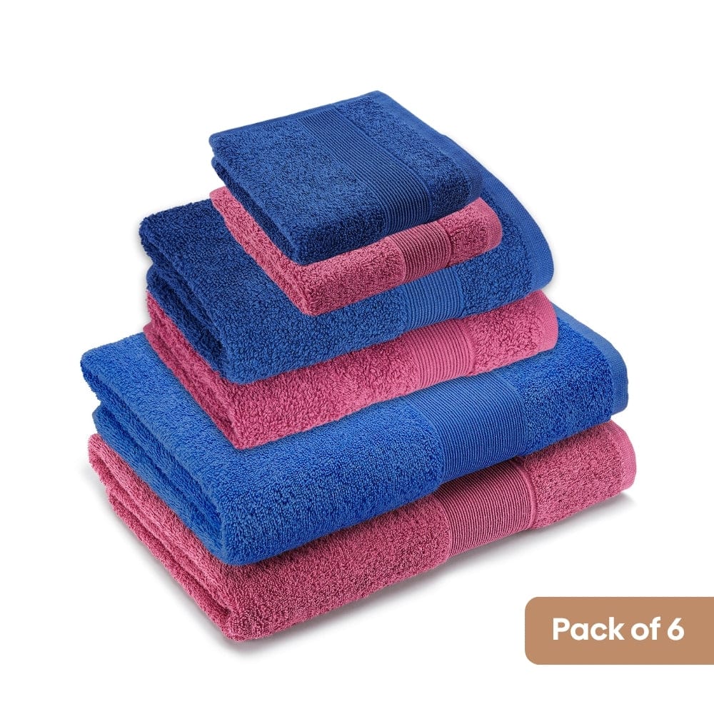 100% Cotton Harmony Combed Bath Set - Pack Of 6 (Cobalt, Mulberry) - Image 12