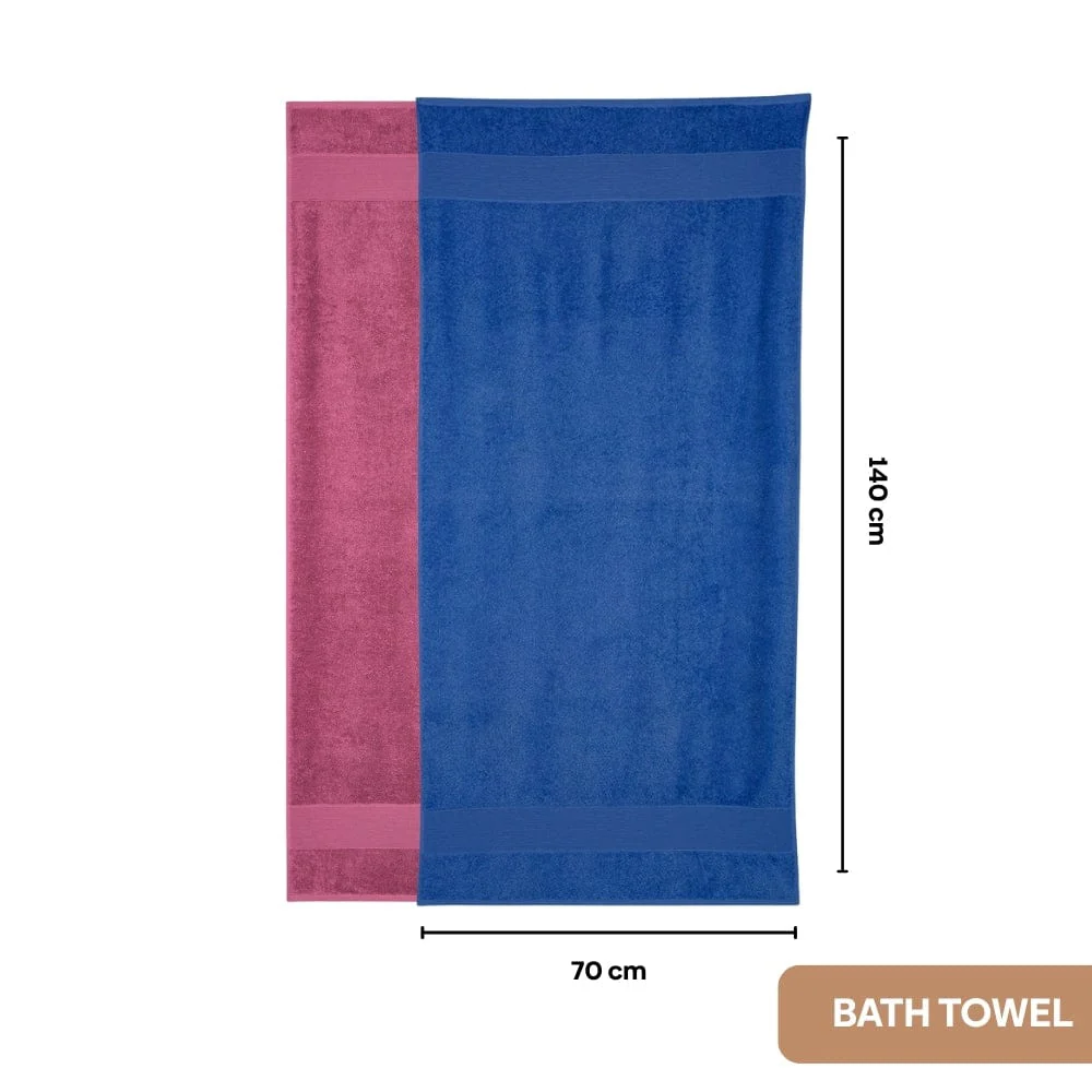 100% Cotton Harmony Combed Bath Set - Pack Of 6 (Cobalt, Mulberry) - Image 3