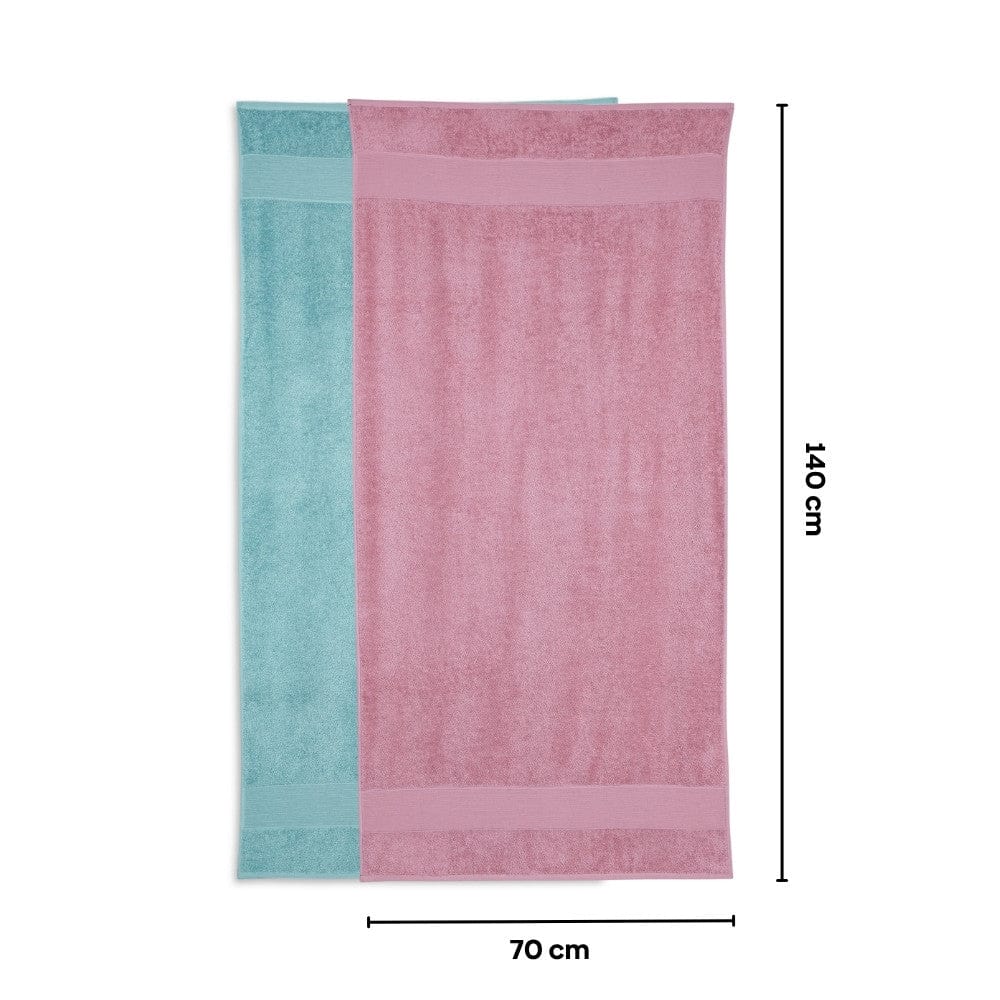 100% Cotton Harmony Combed Bath Towel Pack Of 2 - (Cameo Pink, Coastal Blue) - Image 4