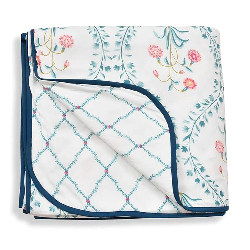 Pink Blossom  Reversible AC Blanket - Pink & Blue - Image 3