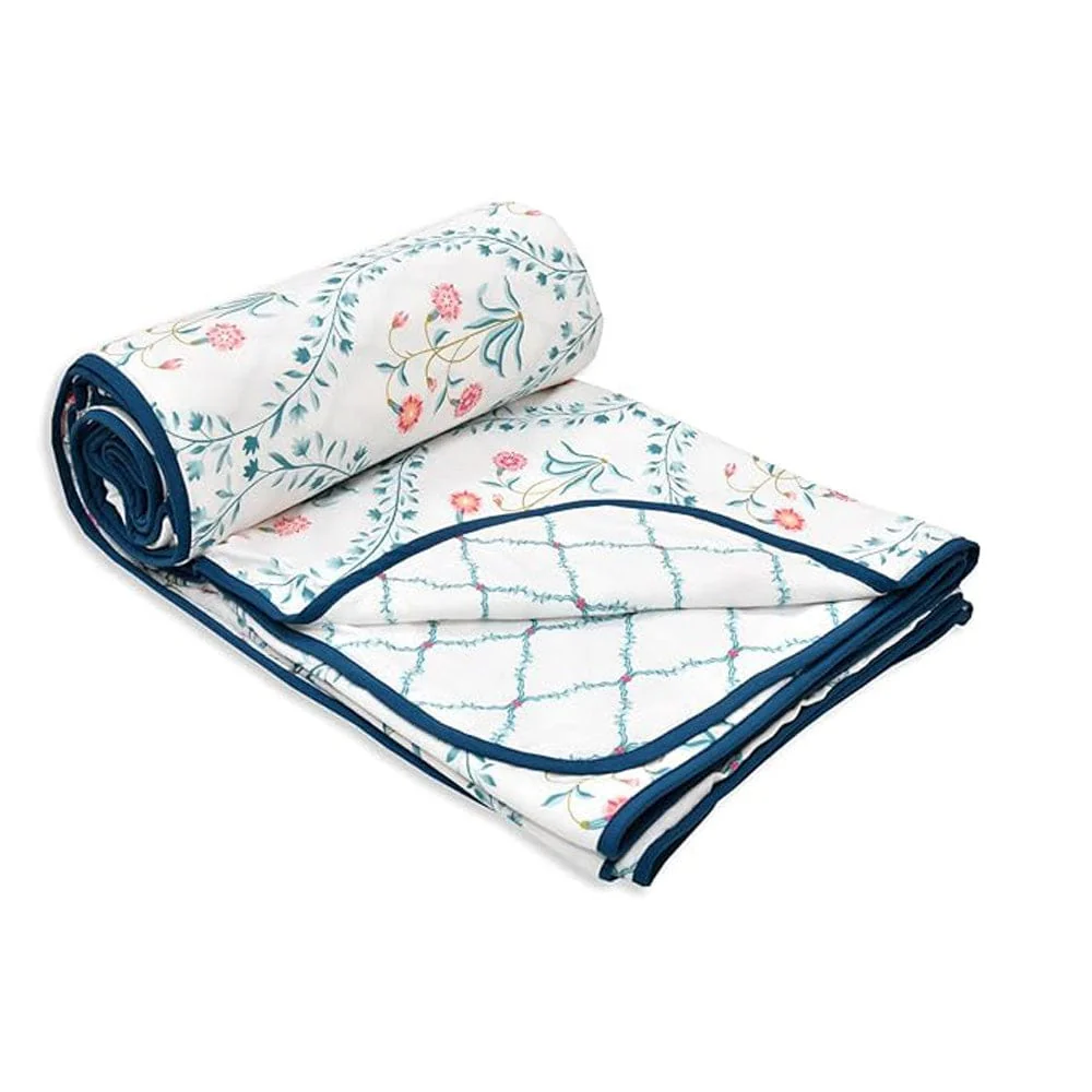 Pink Blossom  Reversible AC Blanket - Pink & Blue - Image 4