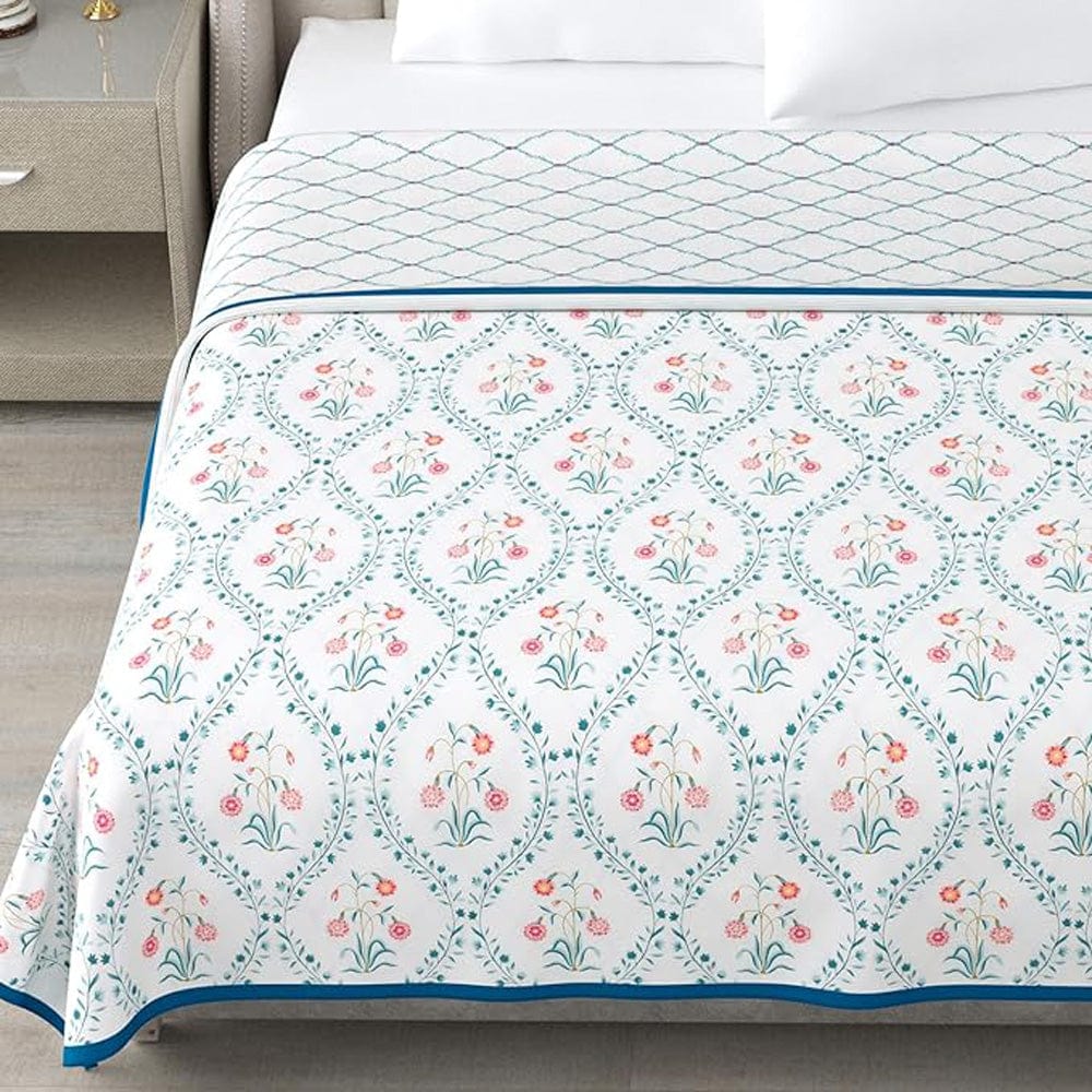 Pink Blossom  Reversible AC Blanket - Pink & Blue - Image 6