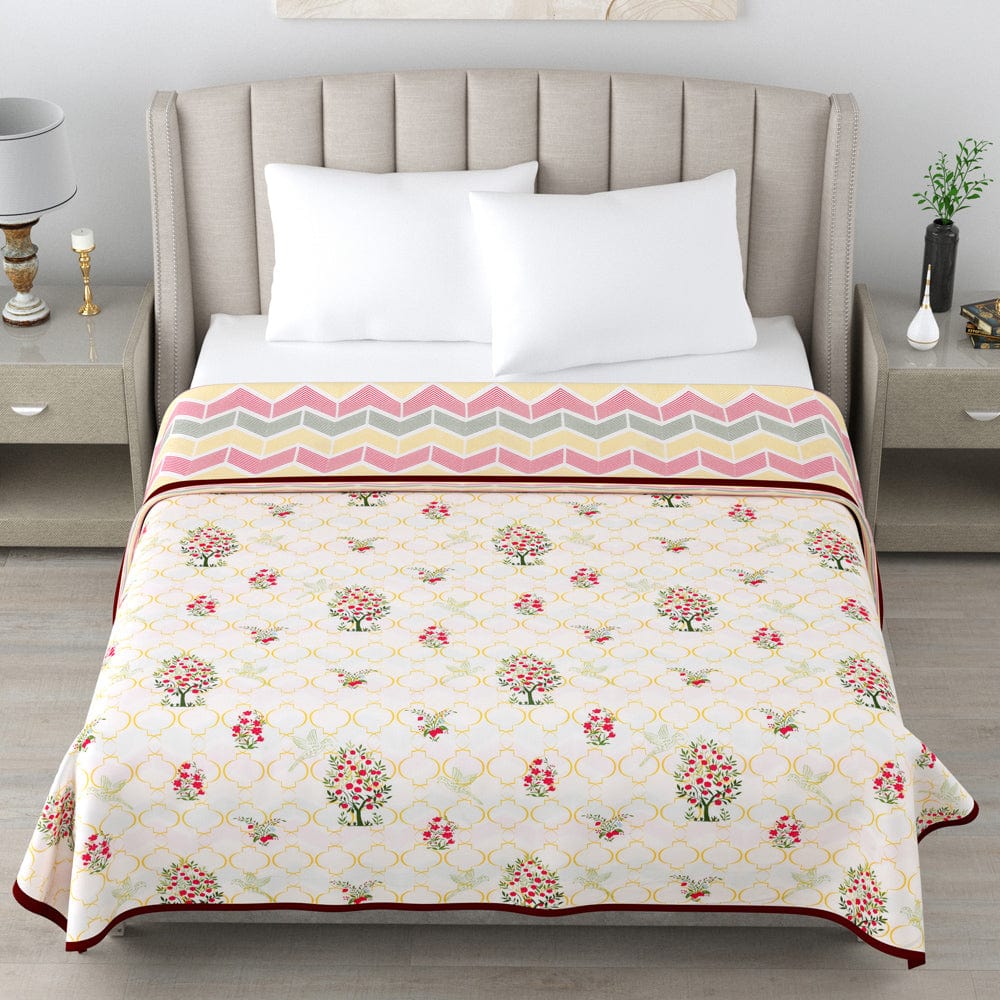 The Ruby Tree  Reversible AC Blanket - Yellow & Red - Image 3