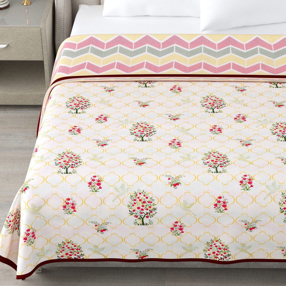 The Ruby Tree  Reversible AC Blanket - Yellow & Red - Image 4