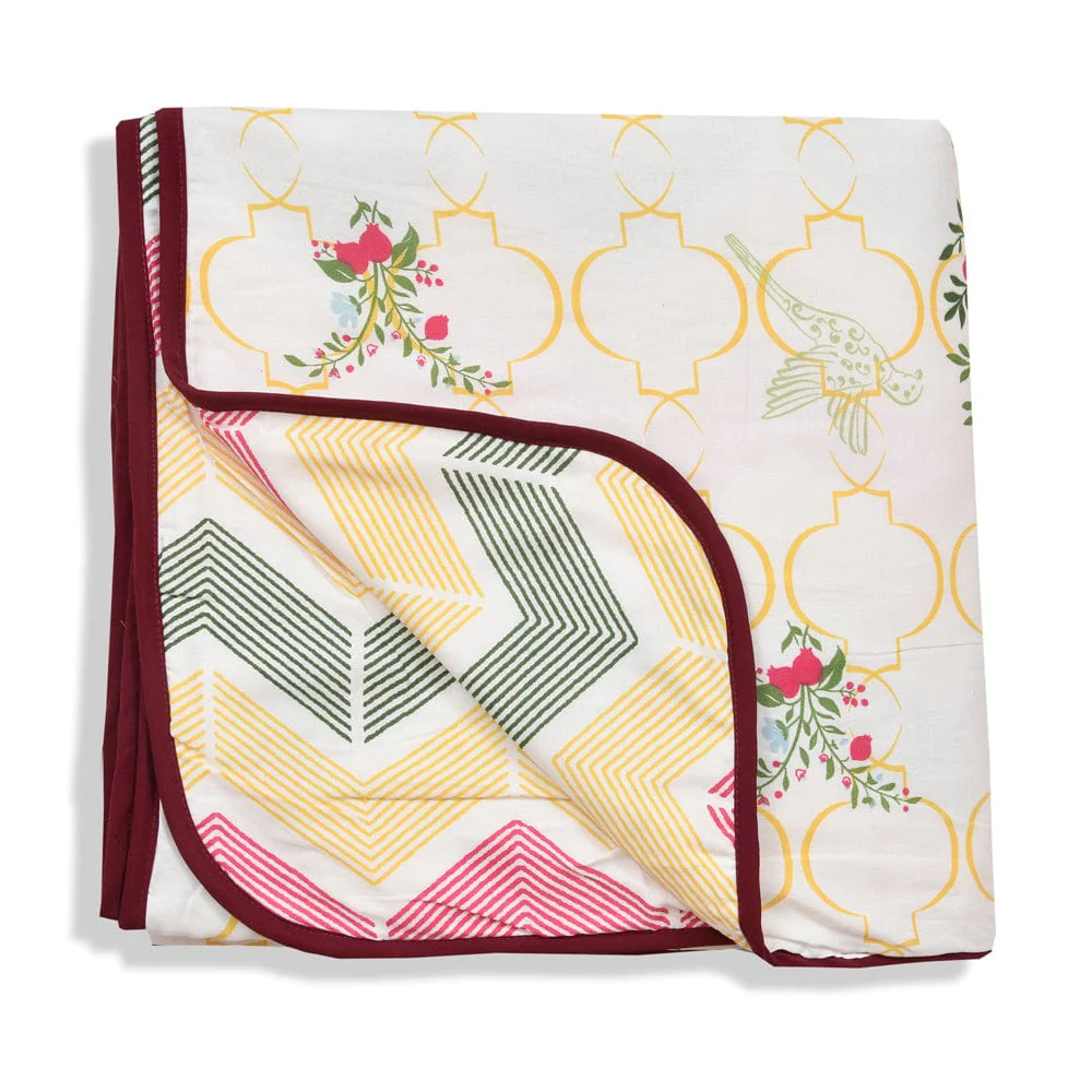 The Ruby Tree  Reversible AC Blanket - Yellow & Red - Image 6