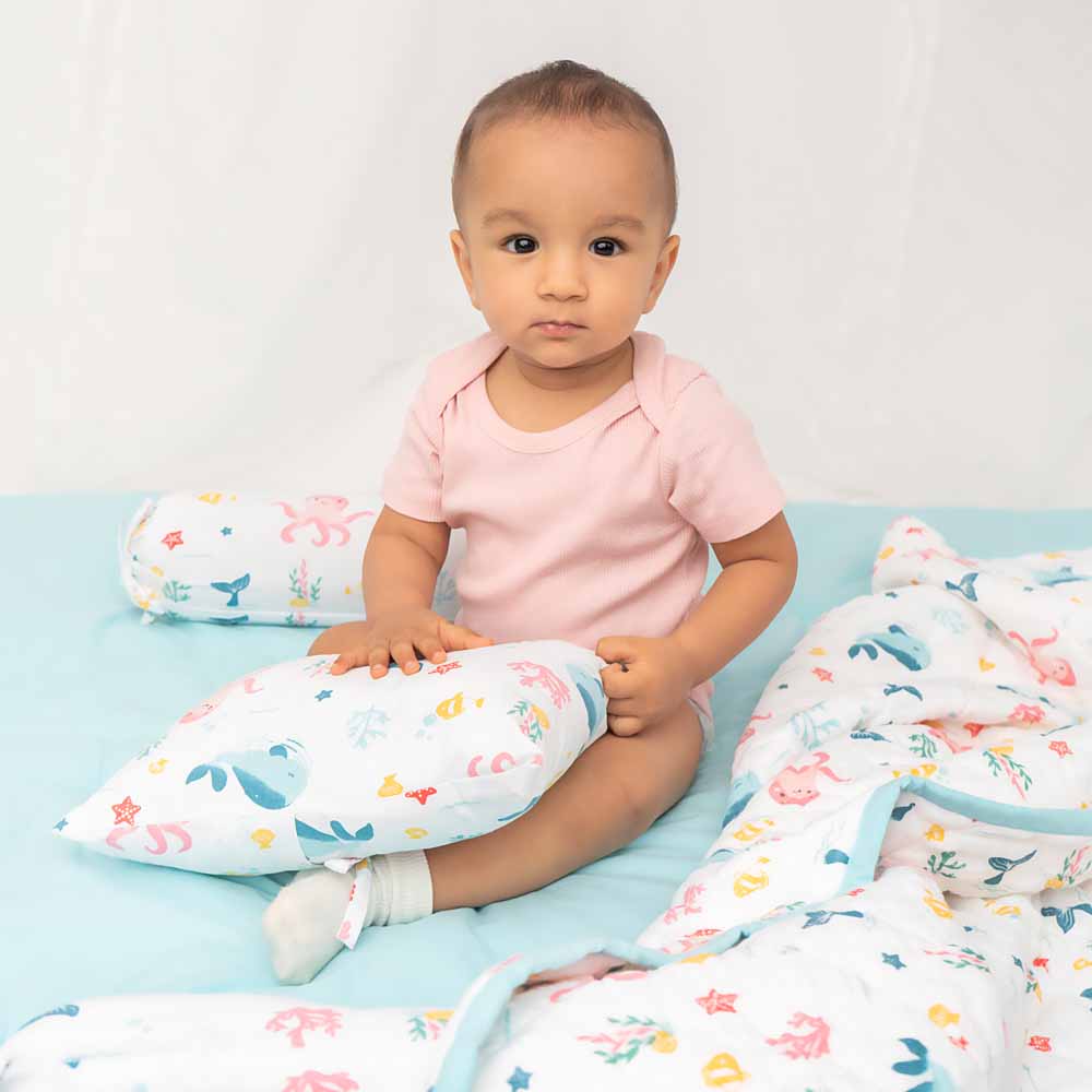 Bundle of Joy Bedding Set: Mattress, Bolsters with Quilt (Pack of 5,Vitamin Sea) - Image 3