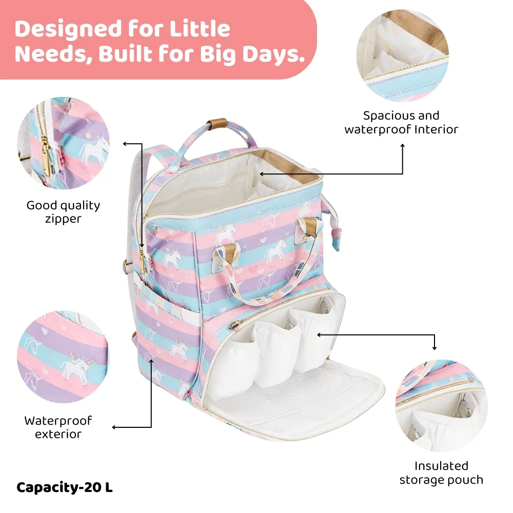 Art on Canvas - Chic Diaper Bag Backpack for New Moms, Unicorn - Image 4