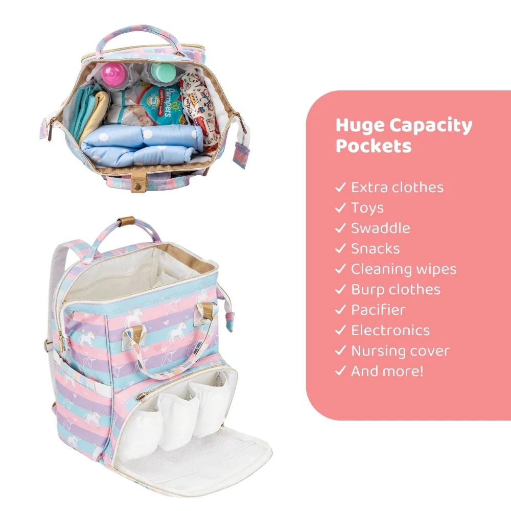 Art on Canvas - Chic Diaper Bag Backpack for New Moms, Unicorn - Image 6