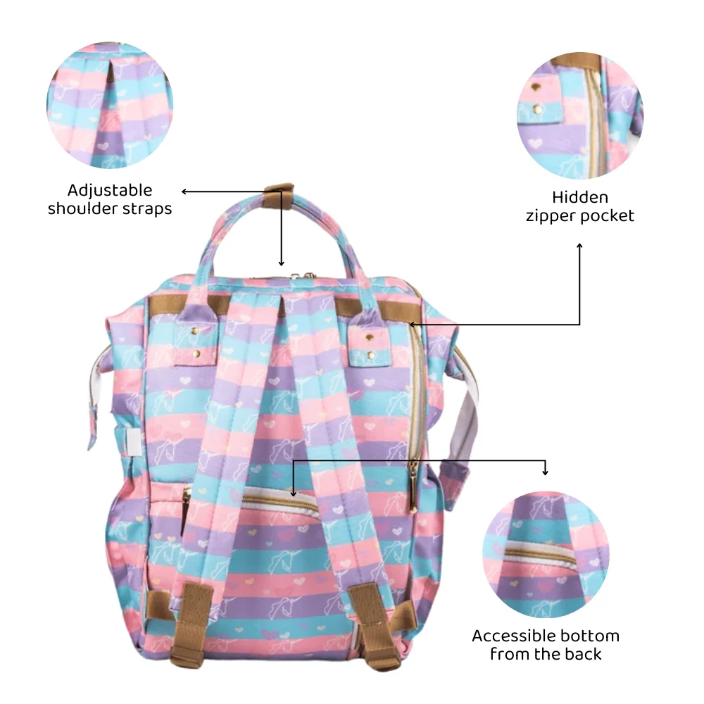 Art on Canvas - Chic Diaper Bag Backpack for New Moms, Unicorn - Image 8