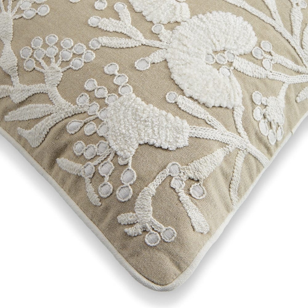 Embroidered Decorative Cushion Cover, Serene Foliage Bunch - Image 4