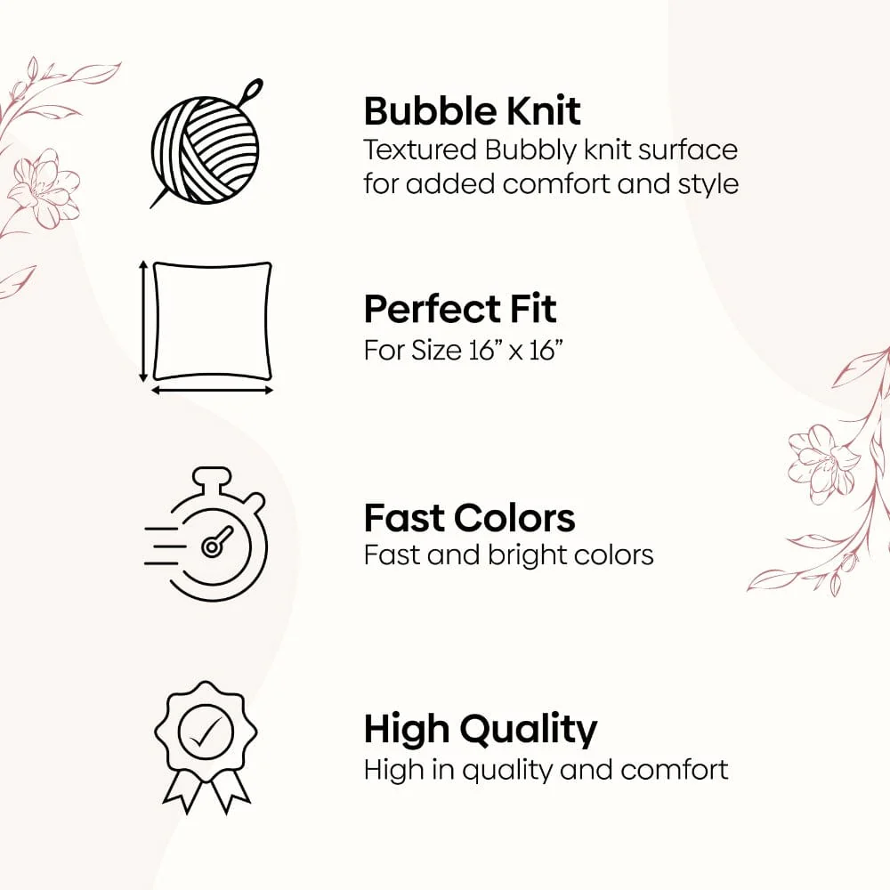 Knitted Decorative Bubble knit Cushion Cover, Cameo Pink - Image 9