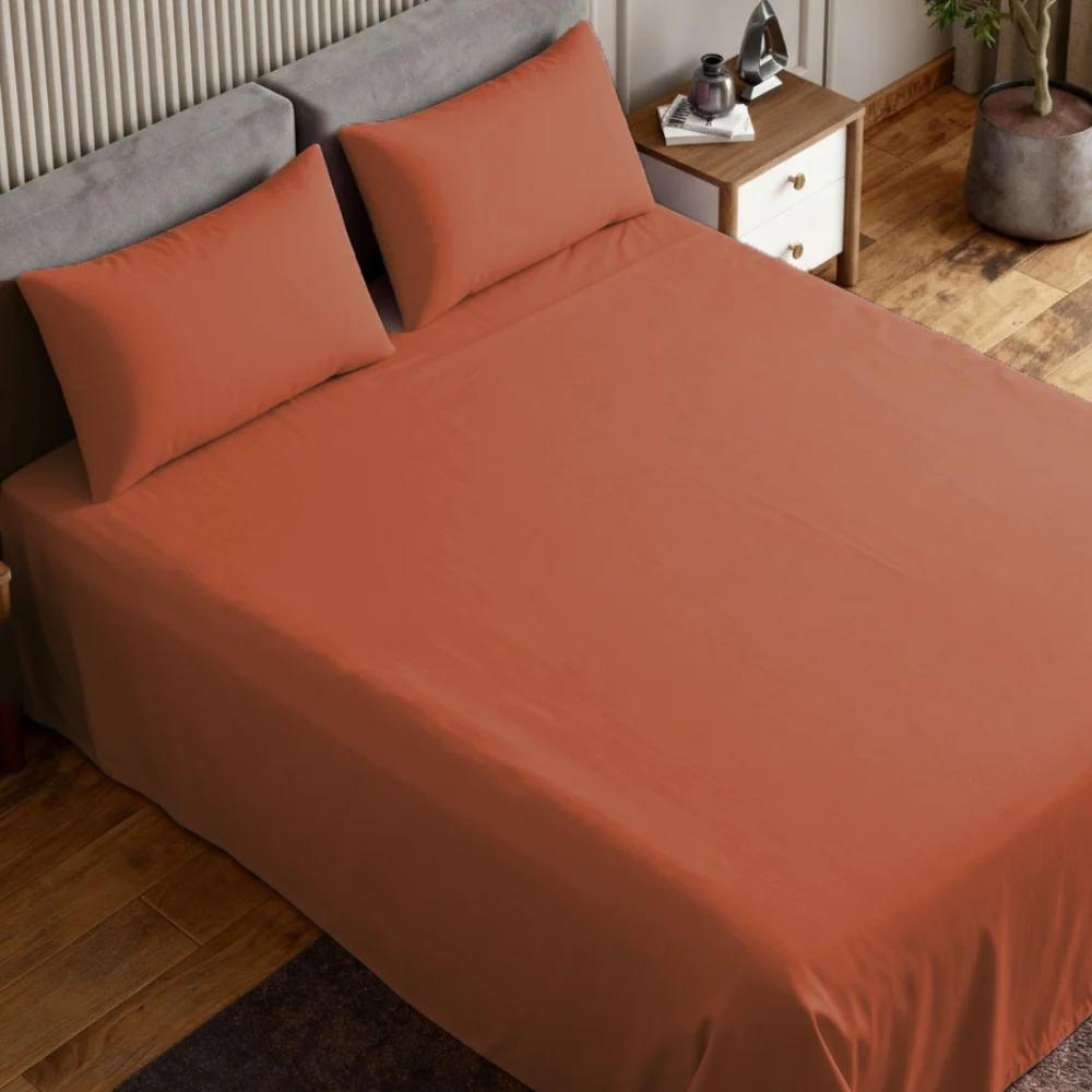 Luxury 300 TC Sateen 100% Cotton Bedsheet, Terracotta Dreams - Image 5