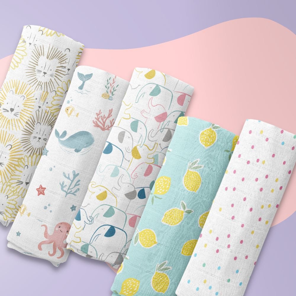 Muslin Swaddles Pack of 5 - Image 3