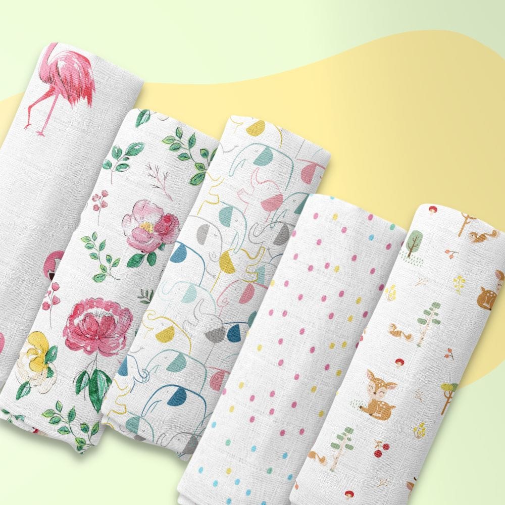 Muslin Swaddles Pack of 5 - Image 4