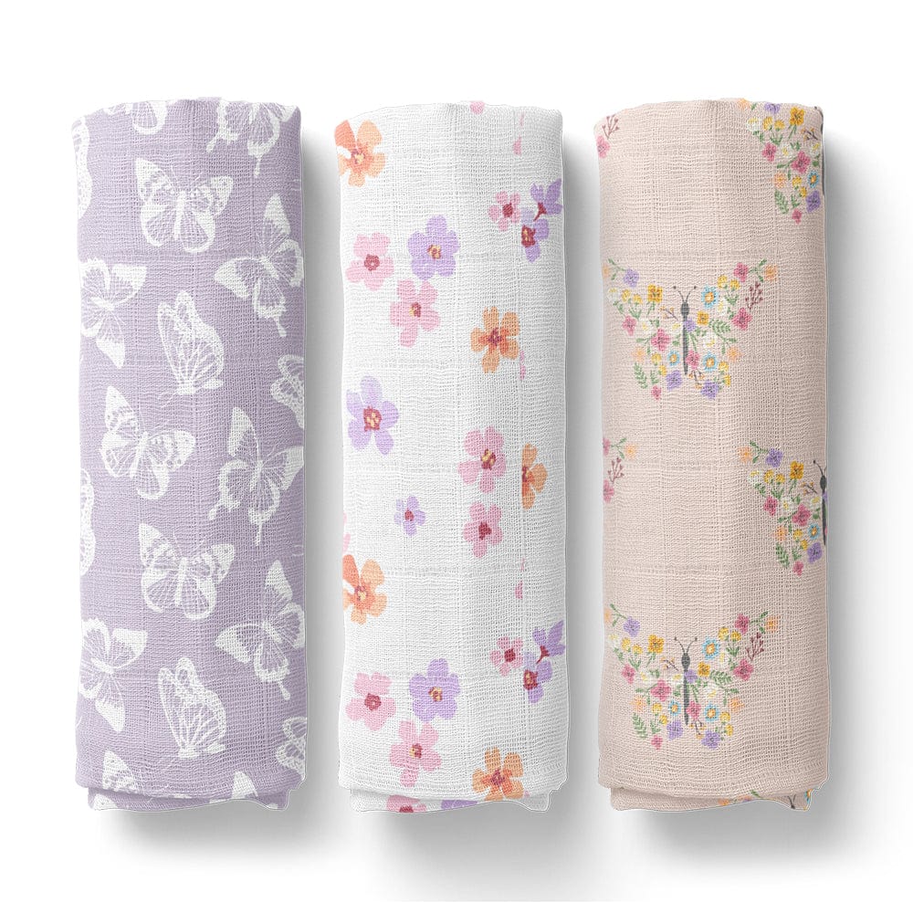 Papillon Paradise Collection 100% Organic Cotton Muslin Swaddle Pack Of 3 - Image 6