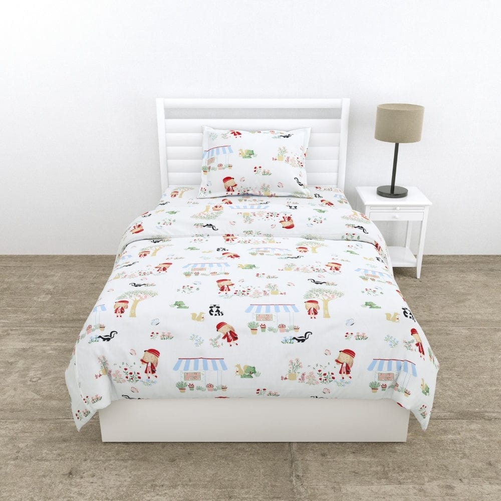 Percale 210 TC Single Flat Bedsheet- Scarlet on Adventure - Image 3