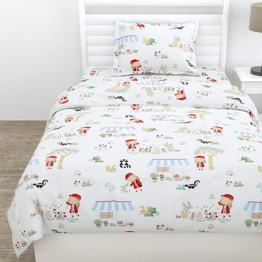 Percale 210 TC Single Flat Bedsheet- Scarlet on Adventure - Image 6