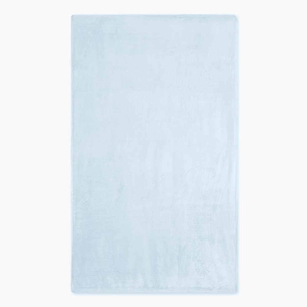 Plain Brush Cloth Super Soft Plush Single Flannel Blanket- Sky Blue - Image 5