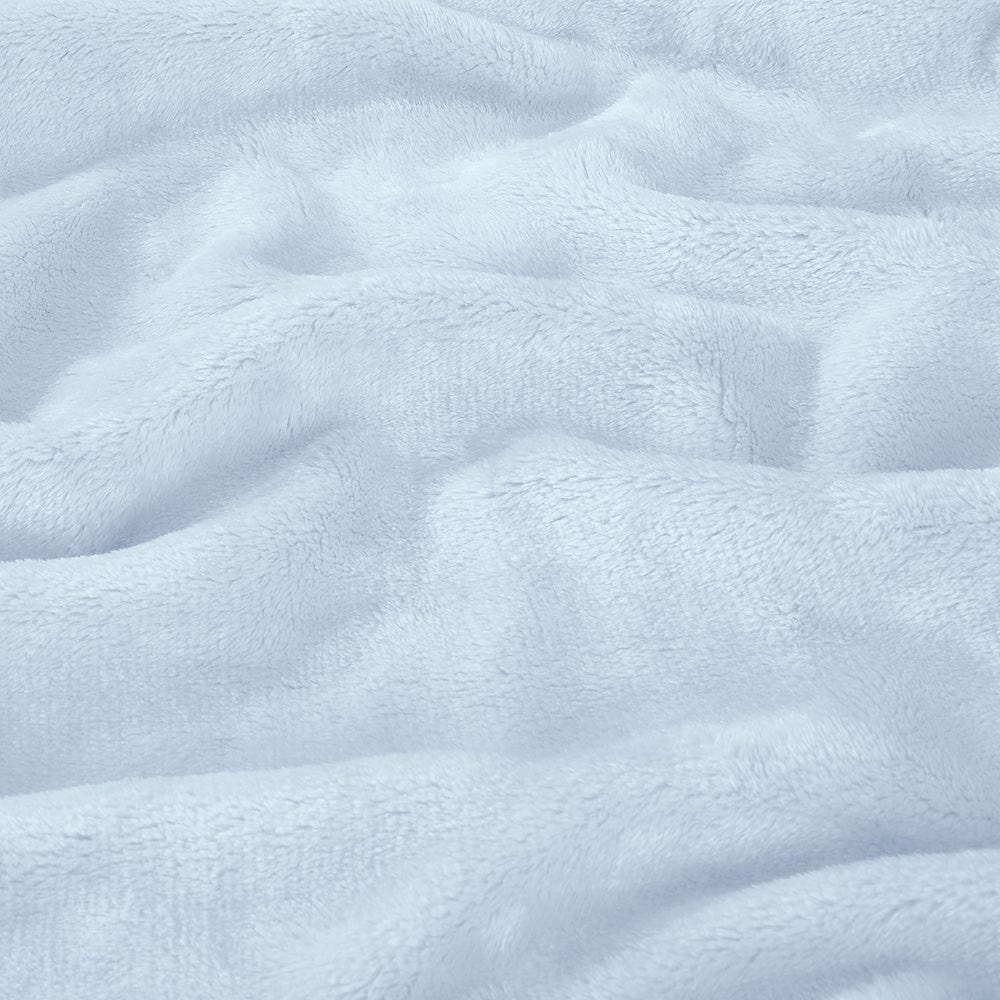 Plain Brush Cloth Super Soft Plush Single Flannel Blanket- Sky Blue - Image 7