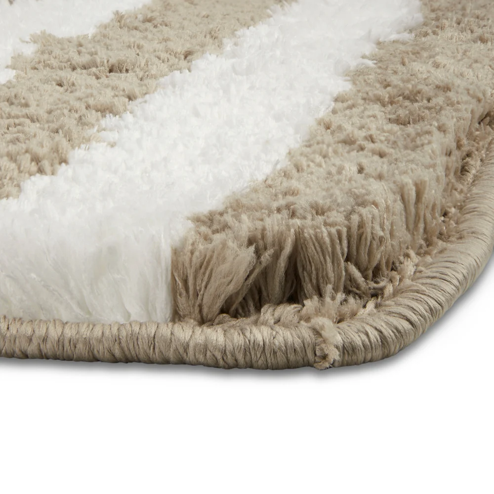 Plush Microfiber Stripe Bathmat, Beige - Image 6