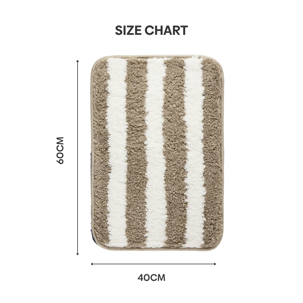 Plush Microfiber Stripe Bathmat, Beige - Image 7
