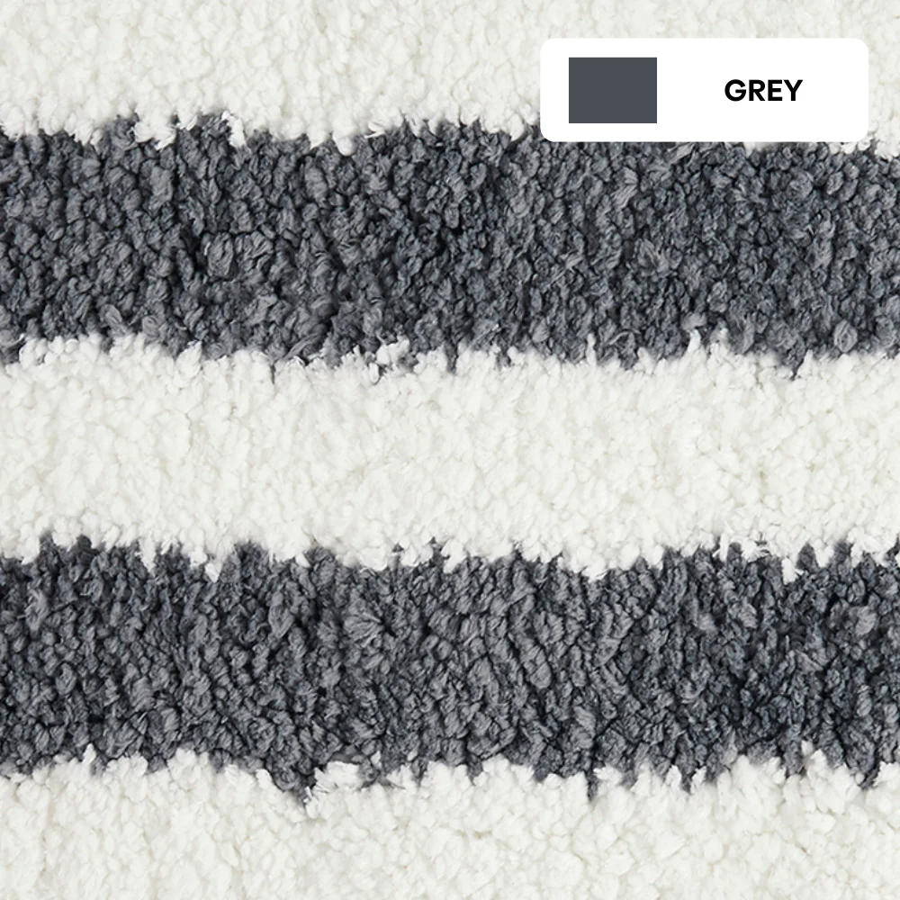 Plush Microfiber Stripe Bathmat, Grey - Image 4