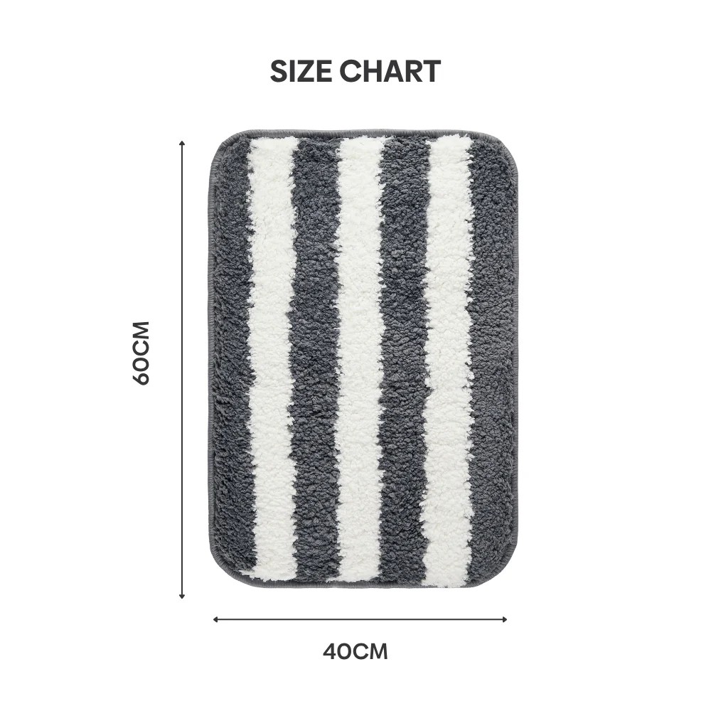 Plush Microfiber Stripe Bathmat, Grey - Image 8