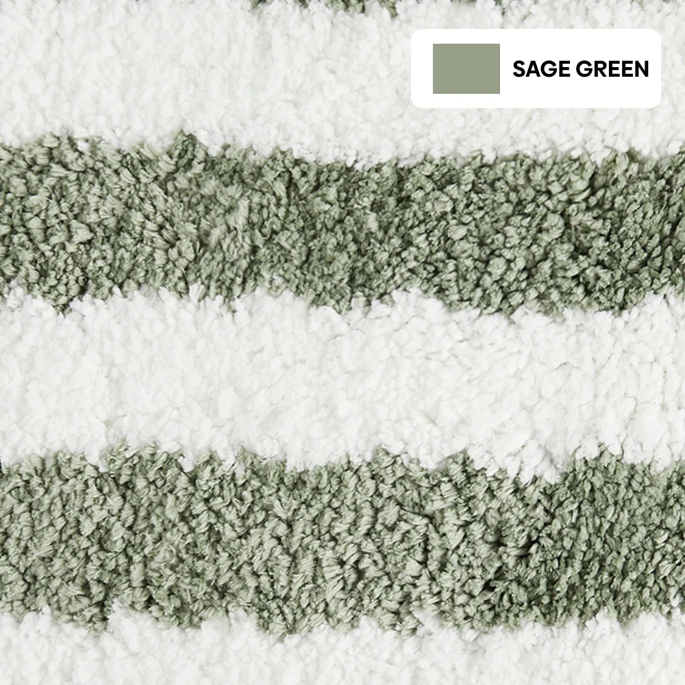 Plush Microfiber Stripe Bathmat, Sage Green - Image 4