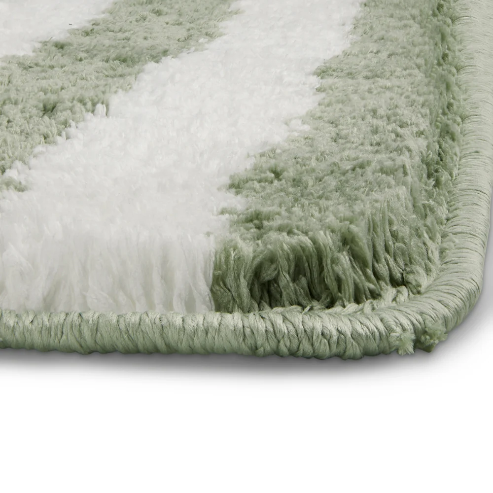 Plush Microfiber Stripe Bathmat, Sage Green - Image 5