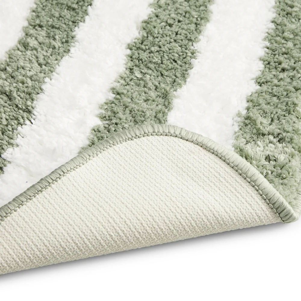 Plush Microfiber Stripe Bathmat, Sage Green - Image 6