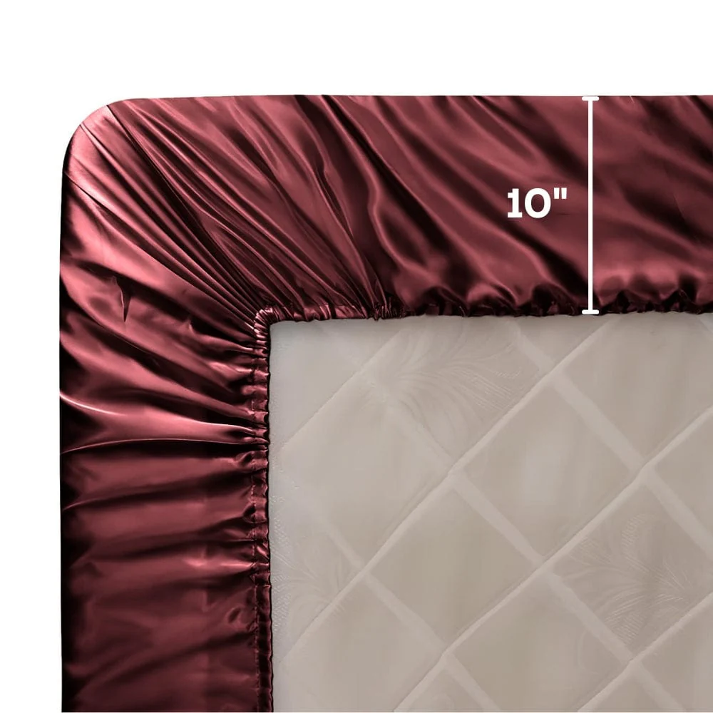 Satin Royale Crimson Velvet 300TC Satin Double Bedsheet - Image 11