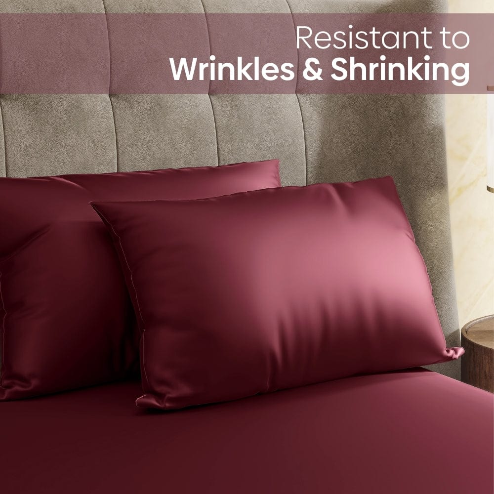 Satin Royale Crimson Velvet 300TC Satin Double Bedsheet - Image 4