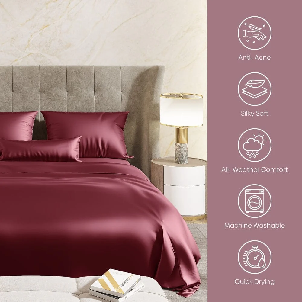 Satin Royale Crimson Velvet 300TC Satin Double Bedsheet - Image 5
