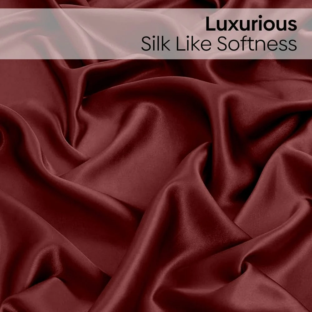 Satin Royale Crimson Velvet 300TC Satin King Bedsheet - Image 7