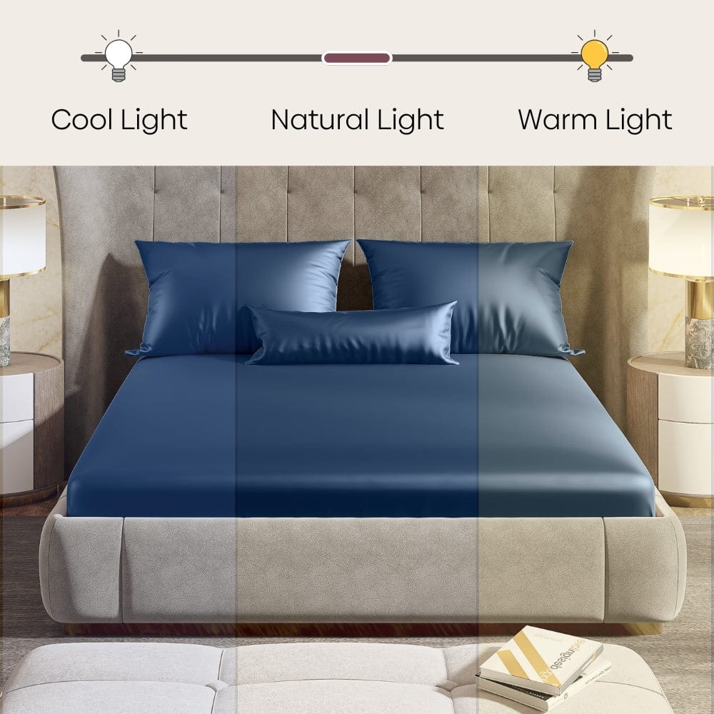 Satin Royale Deep Ocean Blue 300TC Satin Double Bedsheet - Image 12