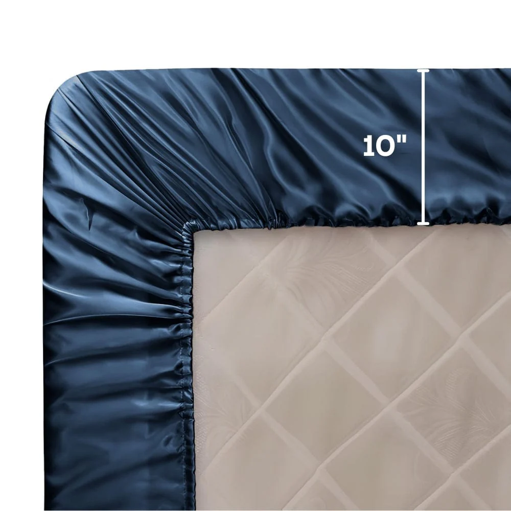 Satin Royale Deep Ocean Blue 300TC Satin Double Bedsheet - Image 9