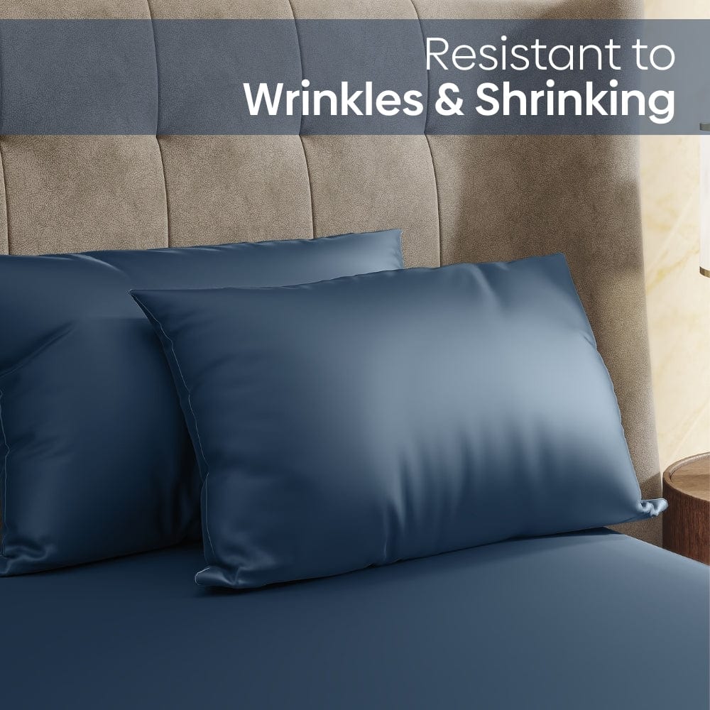 Satin Royale Deep Ocean Blue 300TC Satin King Bedsheet - Image 4