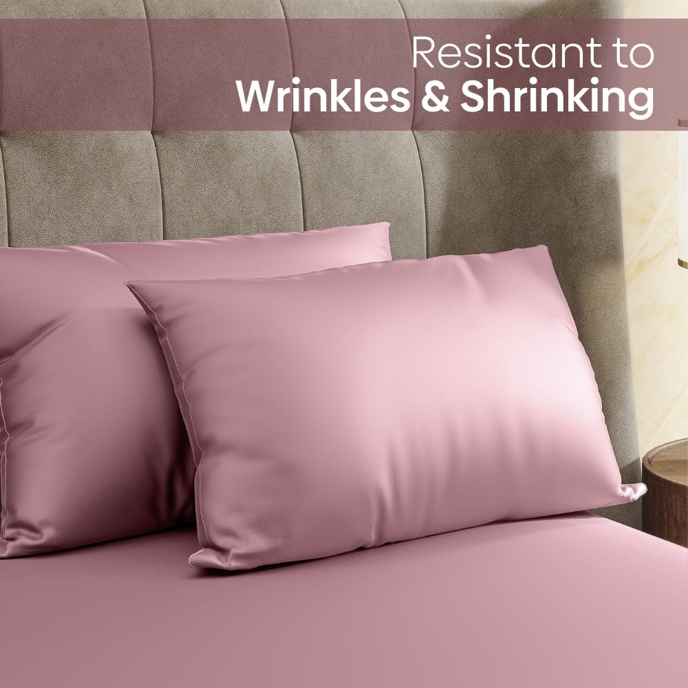 Satin Royale Muted Rose 300TC Satin Double Bedsheet - Image 4