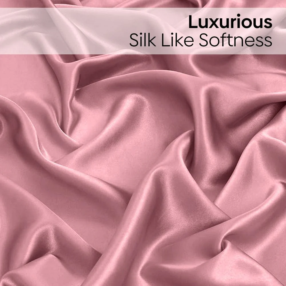 Satin Royale Muted Rose 300TC Satin Double Bedsheet - Image 7